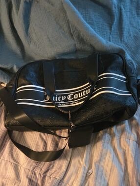 Juicy Couture Black Duffel with White Stripe Logo